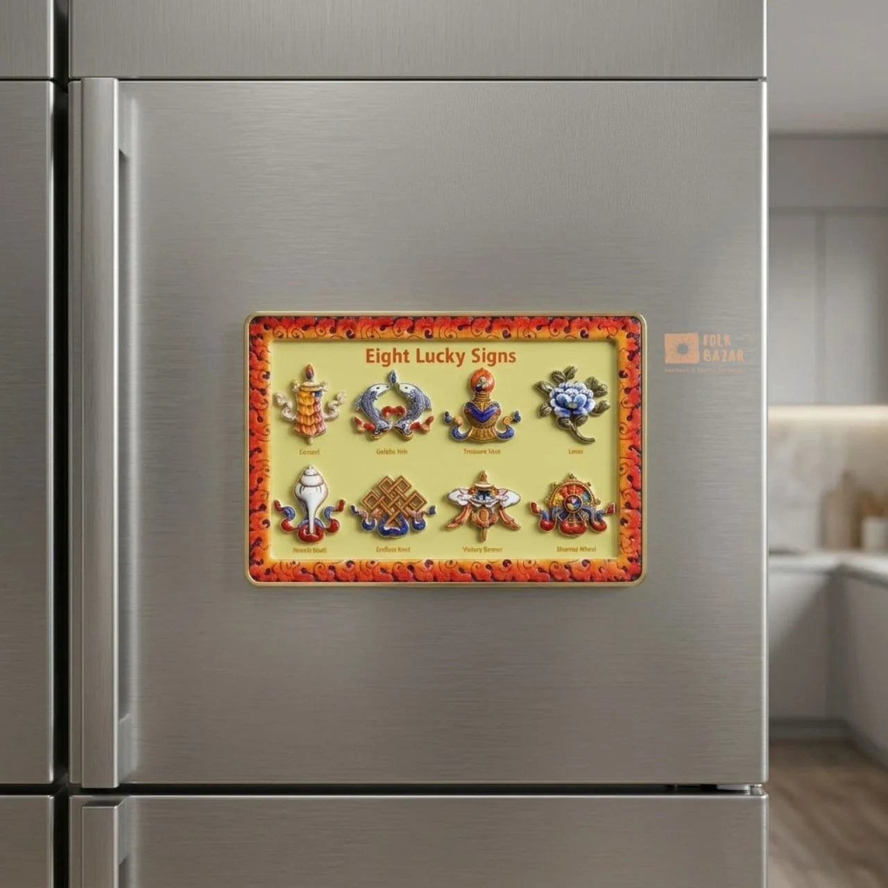 Eight Lucky Signs Fridge Magnet